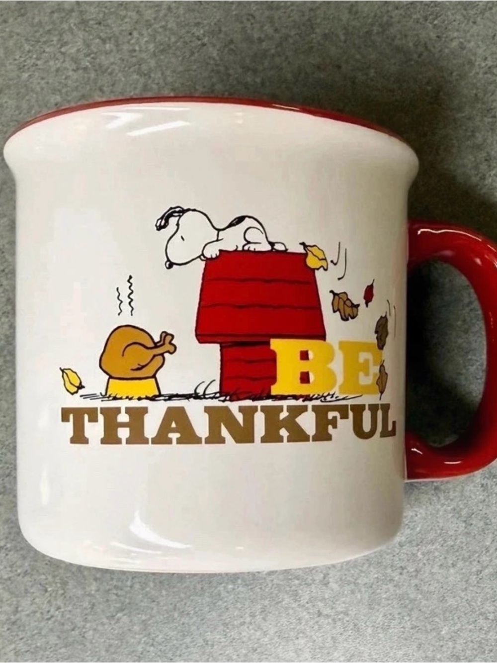 Peanuts Holiday Mug — White with Red and Yellow Accents